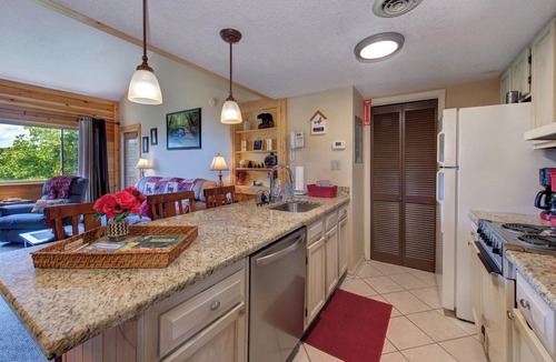 Chalet Village Condo | Relax on a cool mtn top! Amazing views, pool hot tubs suana king bed! Promos!