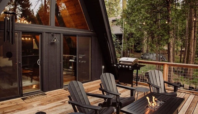 Modern Black A-Frame overlooking a Meadow w/AC!