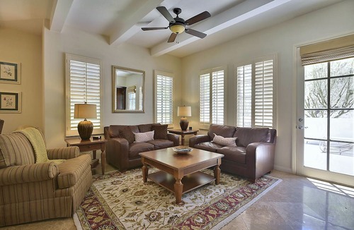 La Quinta Condo | Mountain Views! Stunning 2-Story Spanish Townhome, Private Patio, Garage, Pet Friendly! (L55)